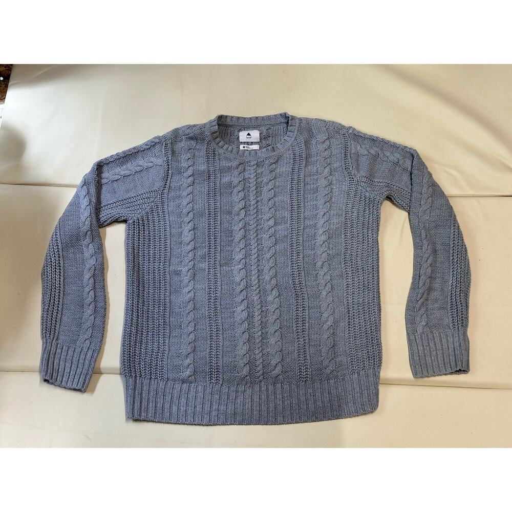Burton Men’s Gray Cable Knit Cotton Wool Blend Fisherman Sweater SZ M